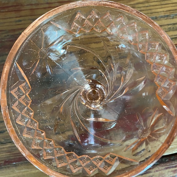 U.S. Glass Co. Diamond and Floral Footed Dessert Dish - Picture 2 of 2